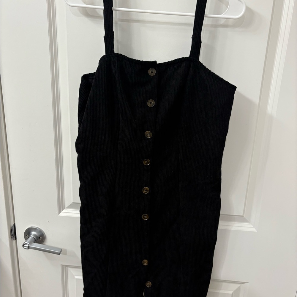 SHEIN Black Mini Dress with Button Detail